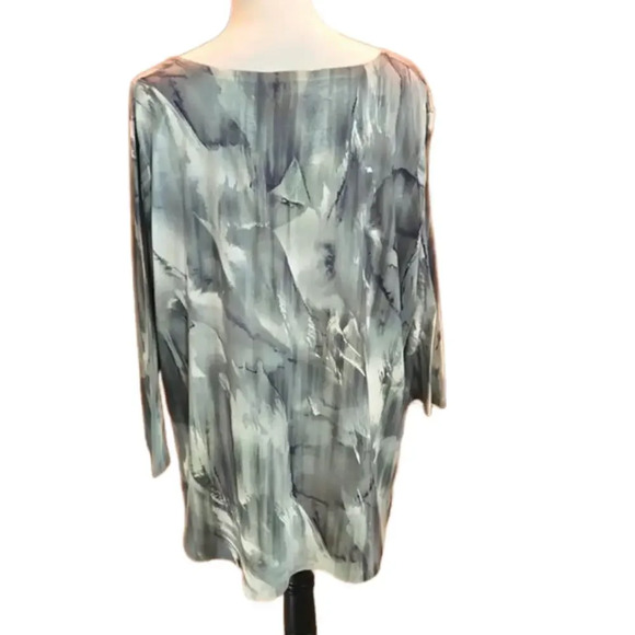 One World Abstract Design Grey & White Long Sleeve Top size 3X - Picture 5 of 14
